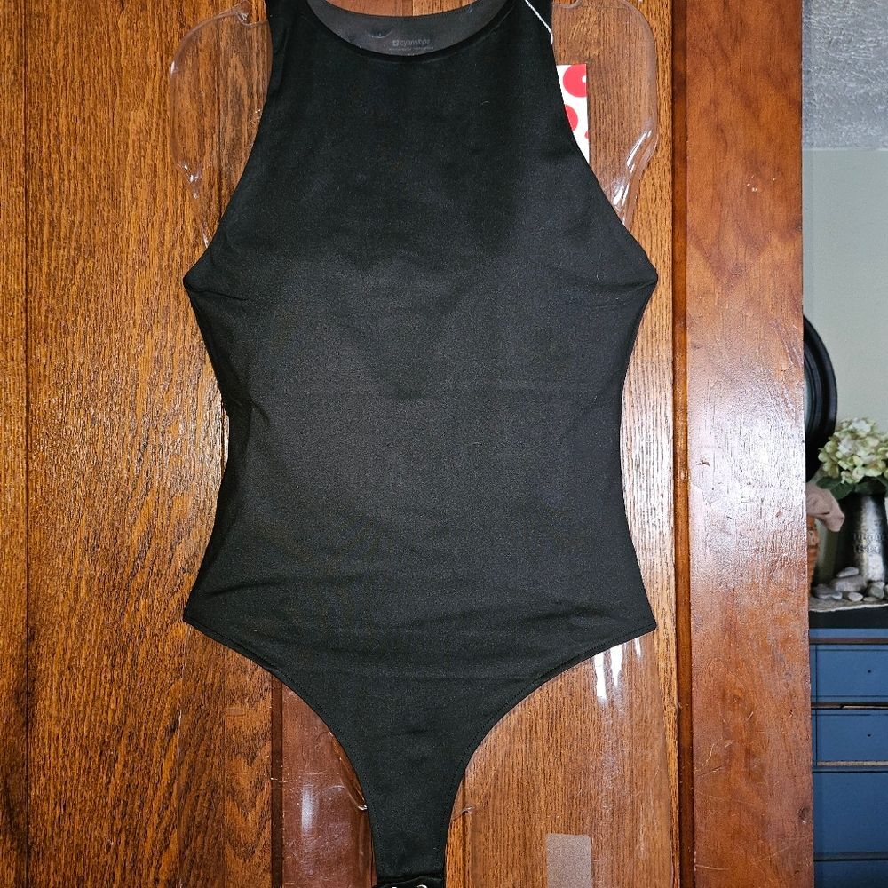 NEW Black Unitard Onesie Bodysuit Stretch Activewear Layer by‎ CYANSTYLE XXL